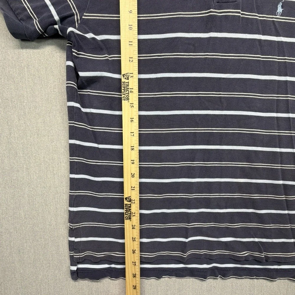 Polo Ralph Lauren Polo Shirt Mens Large Navy Blue Striped Classic‎ Fit